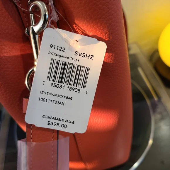 COACH 91122 LEATHER TOWN BUCKET BAG TANGERINE TAUP - Picture 8 of 10